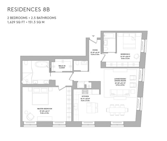 Floorplan for 21 East 12th Street, 8B