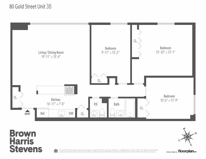 Floorplan for 80 Gold Street, 3B