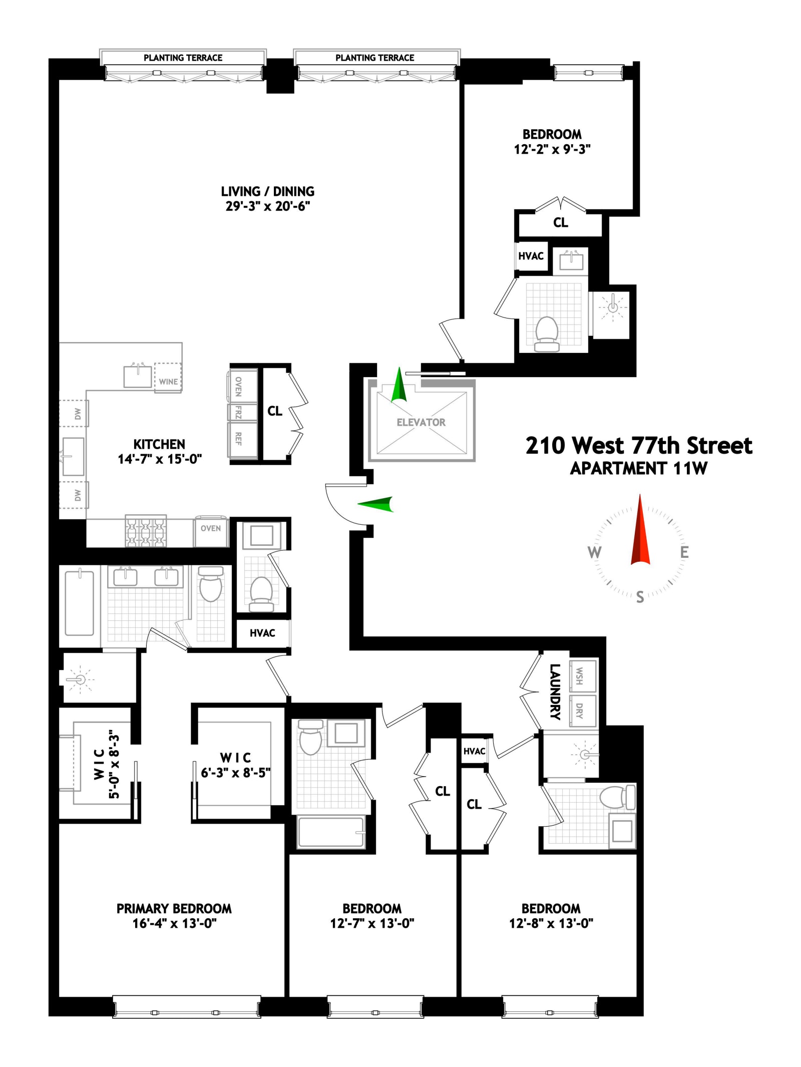Floorplan for 210 West 77th Street, 11W